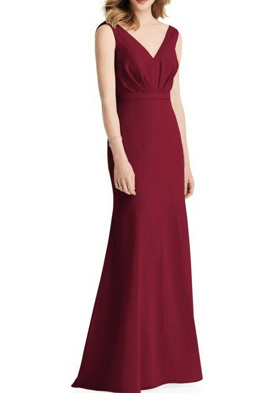 NWT Jenny Packham Burgundy Cowl Back Chiffon Trumpet Gown Size 4 Formal
